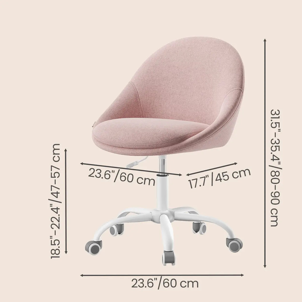 JOYFURNOS Drehbarer Bürostuhl – höhenverstellbar – rosa