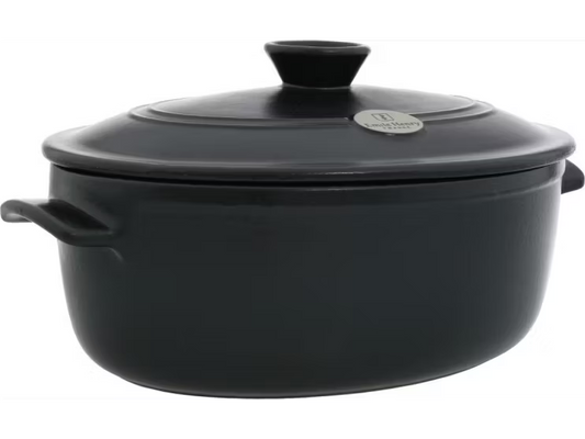 Emile Henry Flame Kochtopf - Oval - 33,5 x 26,5 cm - Schwarz