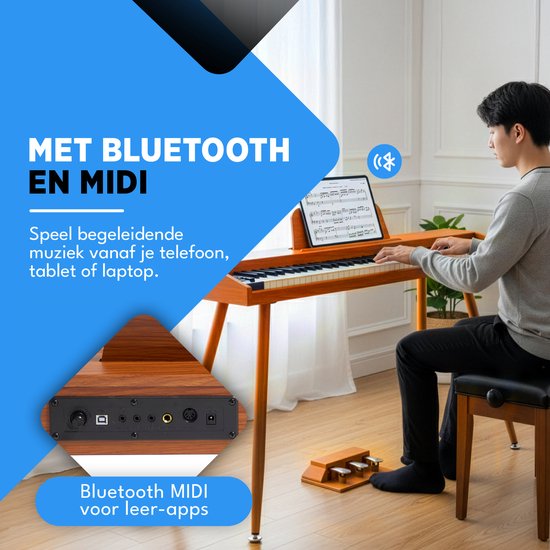 Finesse Digital Piano - 88 gewichtete Tasten - mit Pedalen & Hocker - Keyboard Piano - Electric Piano - Erwachsene & Kinder