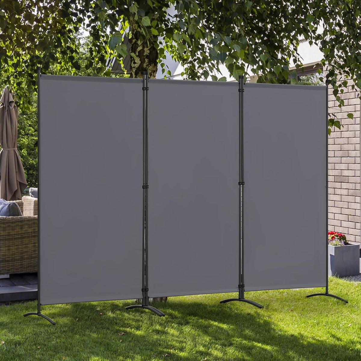 Angel Living Paravent mit 3 Paneelen – 243 x 180 cm – Grau
