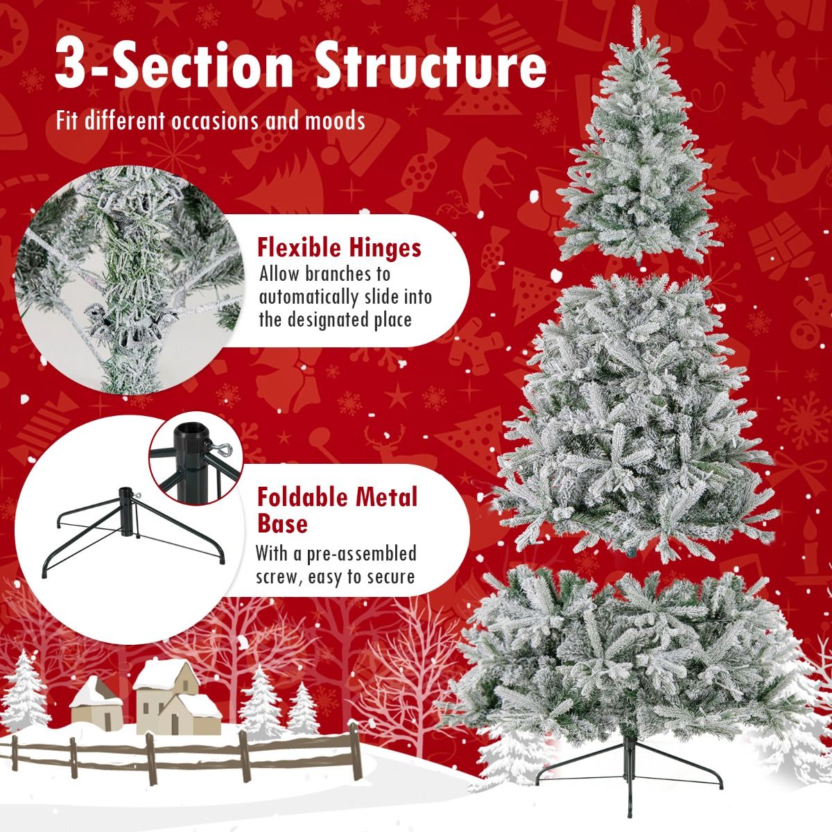 Coast halber künstlicher Weihnachtsbaum vorbeleuchtet 210 cm - Schnee-Effekt - Weiß/Grün - 126 x 63 x 210 cmCoast halber künstlicher Weihnachtsbaum vorbeleuchtet 210 cm - Schnee-Effekt - Weiß/Grün - 126 x 63 x 210 cm
