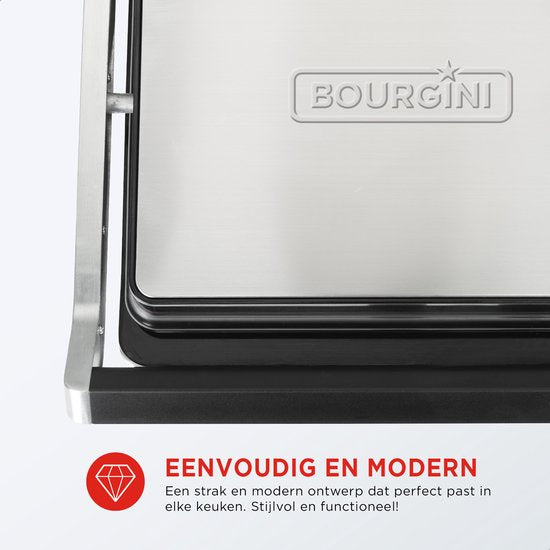 Bourgini - Kontaktgrill - 29cm x 23cm - Panini-Grill und Toast-Eisen - PFAS-freie Keramikbeschichtung