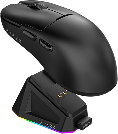 DAIDAI  AJAZZ AJ159P Kabellose Gaming-Maus mit RGB-Ladestation – PAW3395 – 26.000 DPI – 56 g