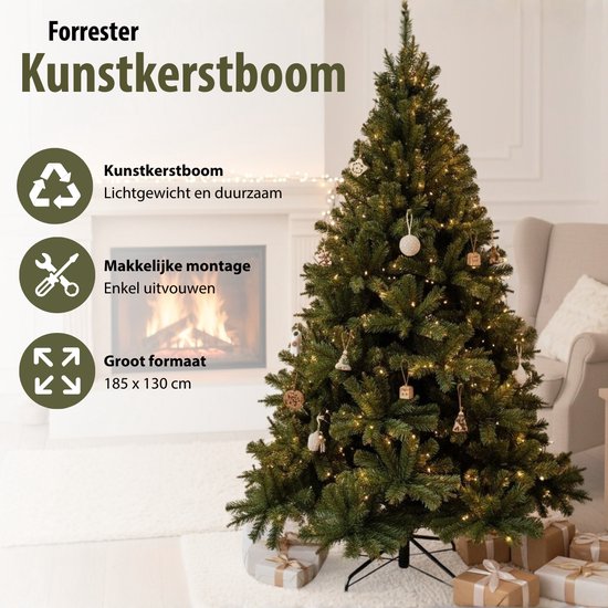 Triumph Tree Forrester Weihnachtsbaum – Kunstbaum mit 912 üppigen Zweigen für ein natürliches Aussehen – Weihnachtsdekoration für den Innenbereich – Baum aus PVC mit Stecksystem – H 215 x Ø 135 cm – Grün