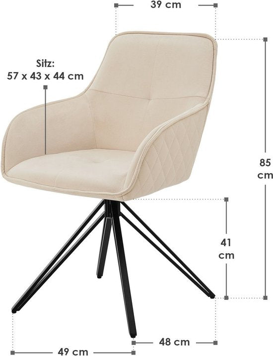 Esszimmerstuhl / Drehstuhl / Eimerstuhl Clyde - Beige - Metallgestell