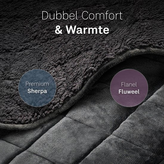 CozySense® Gewichtsdecke 7 kg - Gewichtsdecke - Gewichtsdecke - GLASS-Flow® Druckverteilung - 135x200 - Flanell Samt & Sherpa - Hypoallergen - Schwarz