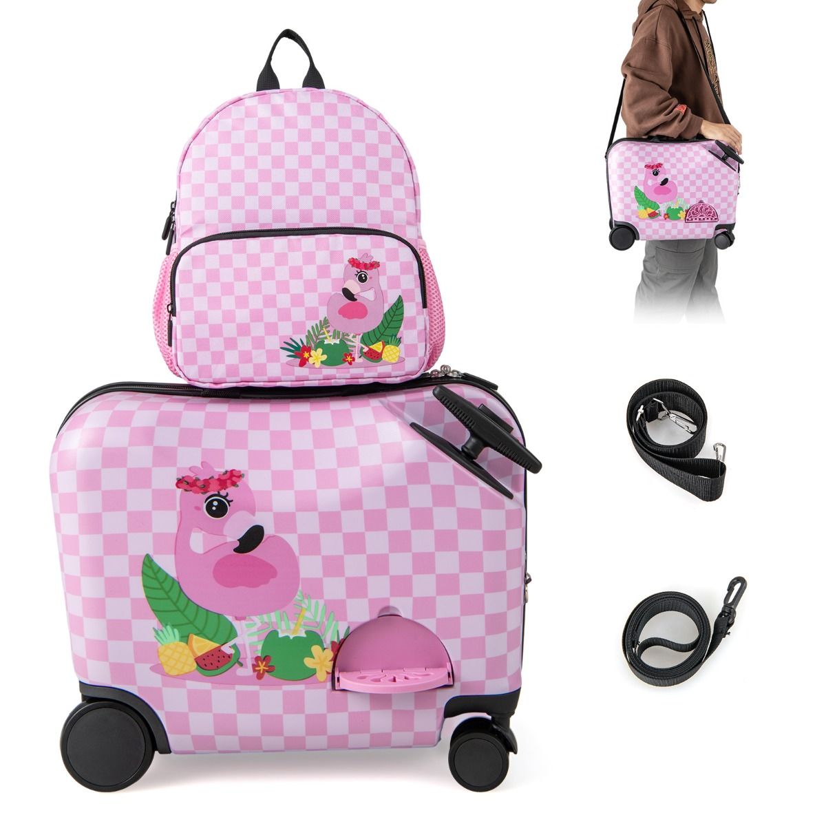 Coast Kinderkoffer- und Rucksack-Set – 4-in-1-Design – Sitzfunktion – Rosa