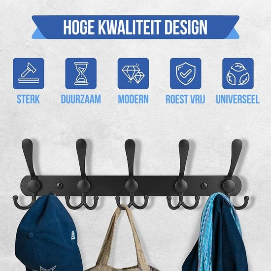 Avalo GarderobenstÃƒ?nder Wandgarderobe schwarz Ã¢â‚¬" GarderobenstÃƒ?nder mit Kleiderhaken Ã¢â‚¬" HÃƒ?ngender Haken KleiderbÃƒ?gel
