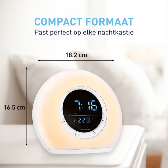 Grundig Wake-Up Lichtwecker - Digitaler Wecker mit Radio und Bluetooth - Lichtwecker mit LED-Anzeige - Wecklicht - Weiß