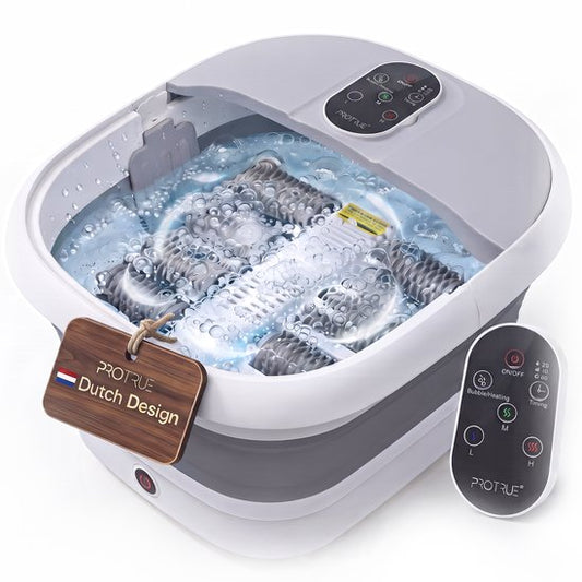 ProTrue® Fußbad mit Massage – Zusammenklappbares elektrisches Fußbad mit Massagerollen – Fußmassagegerät mit Sprudelfunktion und Heizfunktion bis 46 °C