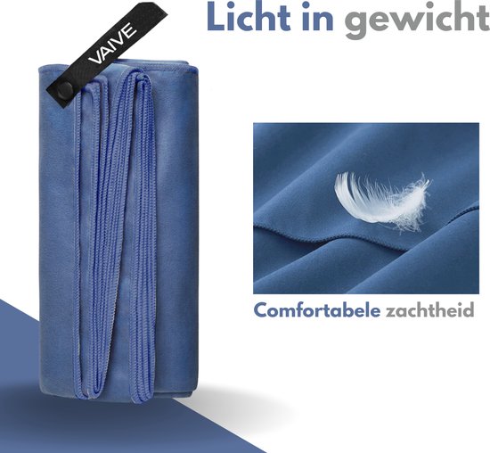 VAIVE Handtuch aus Mikrofaser - Strandtuch 100x200 - Badetuch - Reisehandtuch Schnell trocknend - Blau