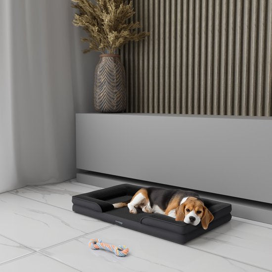 CozySense® Orthopädischer Hundekorb - 75 x 45 cm - Größe M - Wasserdichtes Hundebett mit waschbarem Bezug - Geeignet als Sitzkissen - Schwarz