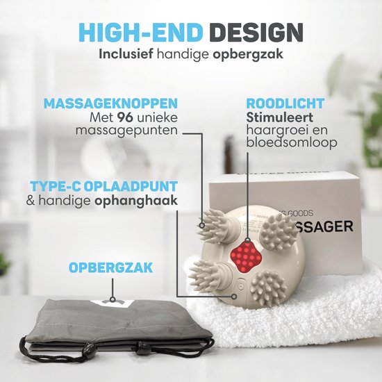 Vulpes Goods® BodyCare - Kopfmassagegerät mit Infrarot - Elektrisches Massagegerät - Kopfhautmassagegerät - Haarbürste - Stimuliert Haarwachstum & Durchblutung - USB aufladbar