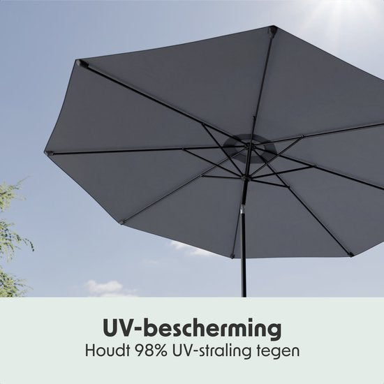 LifeGoods Sonnenschirm - Garten - Ø350 cm - 30° neigbar - Wasserdicht - UPF50+ - Dunkelgrau