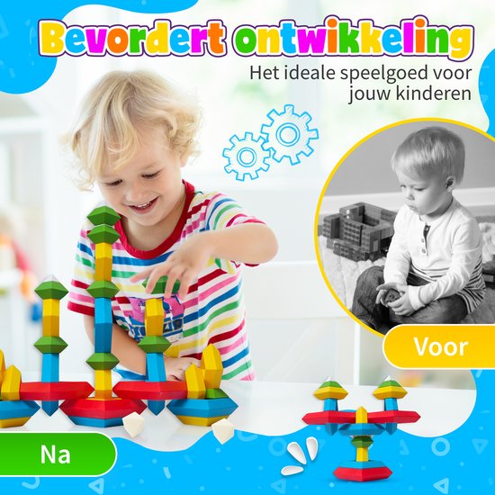 MontiPlay® Build Buddies - 60 Piece Block Tower - Montessori Spielzeug - Stacking Bricks & Blocks - STEM & Sensory Kleinkinderspielzeug - Ab 3 Jahren - Kinderspielzeug - Bauklötze - Toy Book 2024