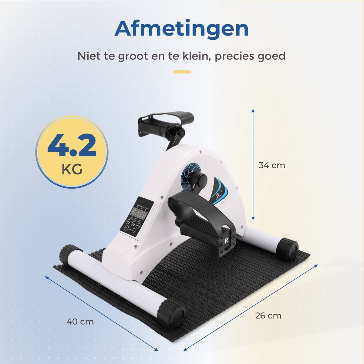 SafeLife Mini Heimtrainer - Elektrisch & einstellbarer Widerstand - 26 x 40 x 34 cm - Weiß