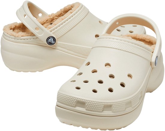 Crocs Classic Platform Lined Clogs, beige, EU 38–39, Damen