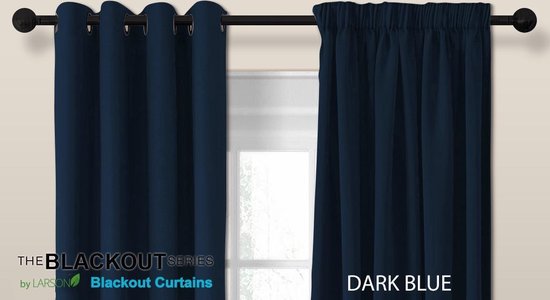 Larson – Luxuriöser, einfarbiger Verdunkelungsvorhang – mit Haken – 1,5 m x 2,5 m – Dunkelblau