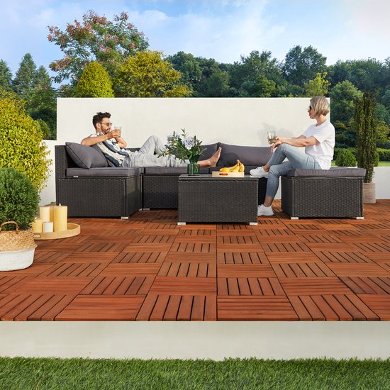 Terrassenfliese aus Akazienholz – 30 x 30 cm, Plug-In-System – FSC®-zertifiziert