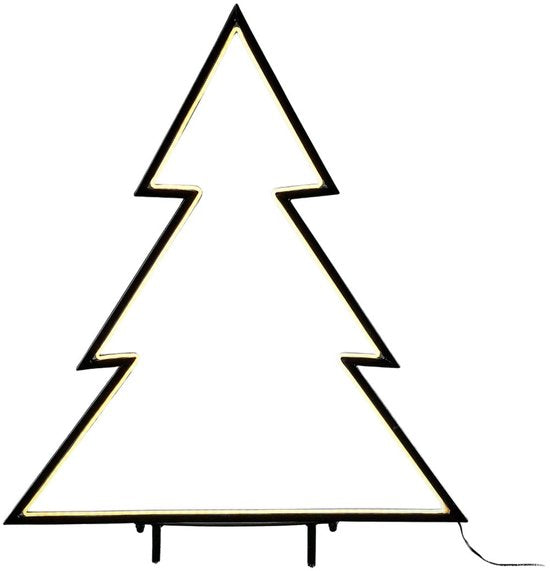 Luca Lighting Garden d'Light Weihnachtsbaum-Gartenaufsteller – Weihnachtsdekoration für den Außenbereich mit warmweißem LED-Licht – Weihnachtsdekoration mit Zeitschaltuhr und 8 Leuchtmodi – Lichterkette – L 72 x H 100 cm – Schwarz
