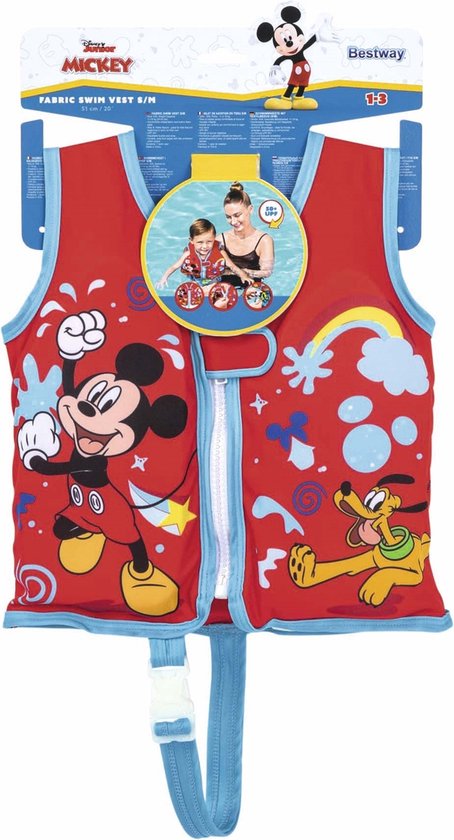 Bestway Disney Mickey Mouse Weste UPF 50+ 51 cm 1 bis 3 Jahre Schwimmbad und Strand 09101