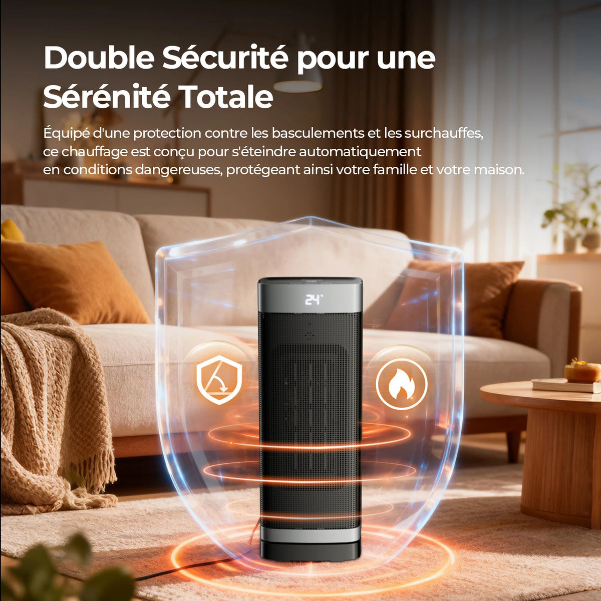 Totopia 2000 W Keramikheizung – PTC-Elektroheizung mit Fernbedienung – 12-Stunden-Timer – Schwenkfunktion – 40 × 15 × 12 cm – Schwarz