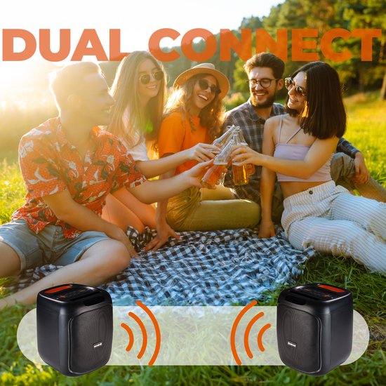 Denver - BPS165 - Bluetooth Party Lautsprecher - Discolichter - inkl. Fernbedienung - Mikrofonanschluss - Schwarz