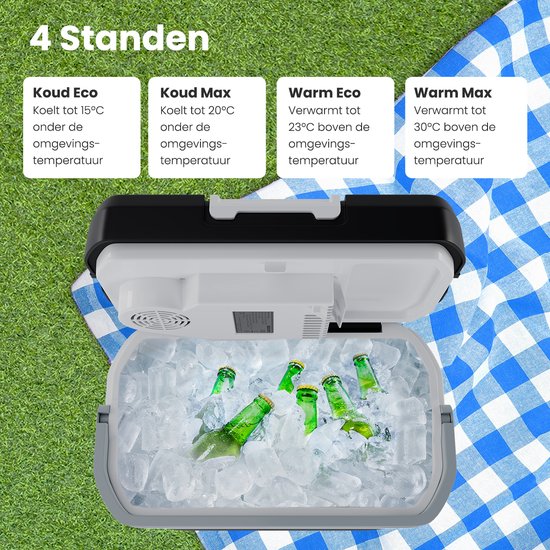 Auronic Elektrische Kühlbox 12 V und 230 Volt – 20 l – Camping-Kühlschrank – Auto – Kühlen und Heizen – Frigobox – Schwarz