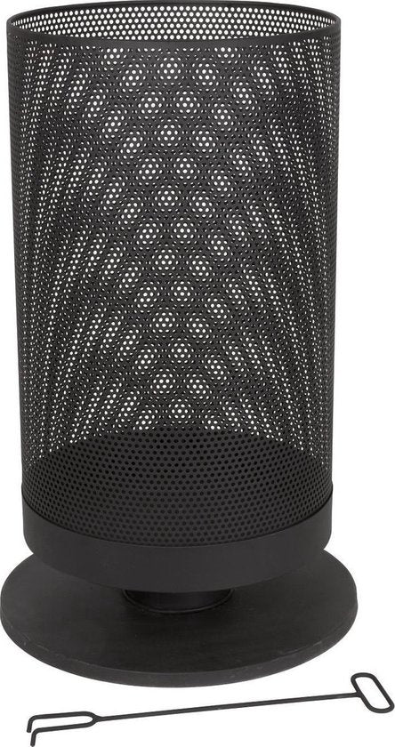 BBQ Collection Feuerkorb mit Funkenschutz - Gartenkamin - 44,5 x 72,5 cm - für Garten und Terrasse - Carbonstahl - schwarz