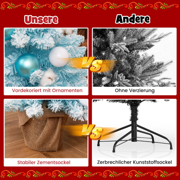 Coast Weihnachtsbaum - PVC - 136 Zweigspitzen - Inkl. 24 Kugeln & 12 Wattebällchen - 44x90 cm - Blau