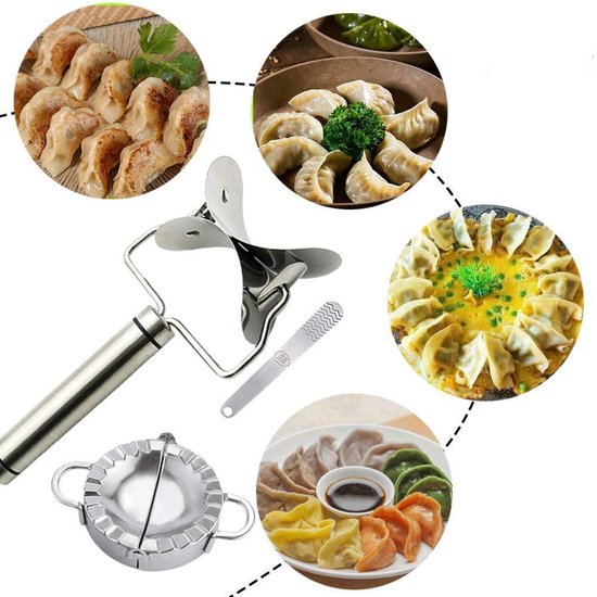 Qualisce Dumpling Maker – Nudelmaschine – Ausstechformen – Ravioli-Ausstecher – Nudelholz – Edelstahl