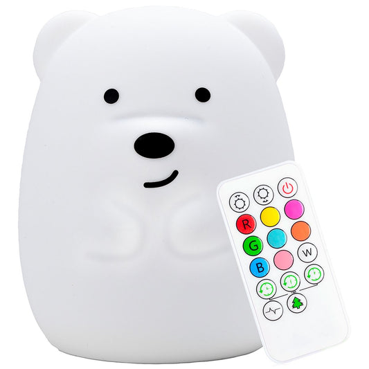 Sleepy Friends Kinder-Nachtlicht Bär - 8 Farben - Dimmbar und USB aufladbar - 95 x 97 x 100 mm - Nachtlicht für Baby- und Kinderzimmer