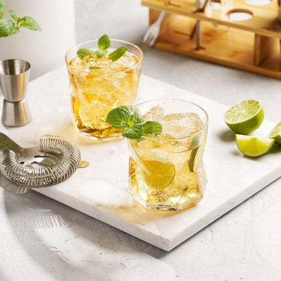KitchenBrothers Cocktail Set mit Cocktail Shaker - 25 Teile - Deluxe Set - Geschenkverpackung - Hellbraun/Bambus