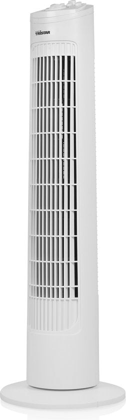 Turmventilator 76 cm – 3 Geschwindigkeitsstufen – Schwenkbar – Timer-Funktion – Kompakt & stilvoll – Tristar VE-5864 – Weiß