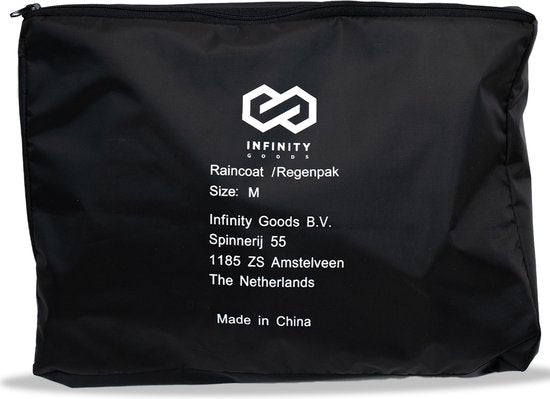 Infinity Goods Regenanzug - Damen & Herren - Größe M - Wasserdicht & Atmungsaktiv - Reflektierend - Schwarz
