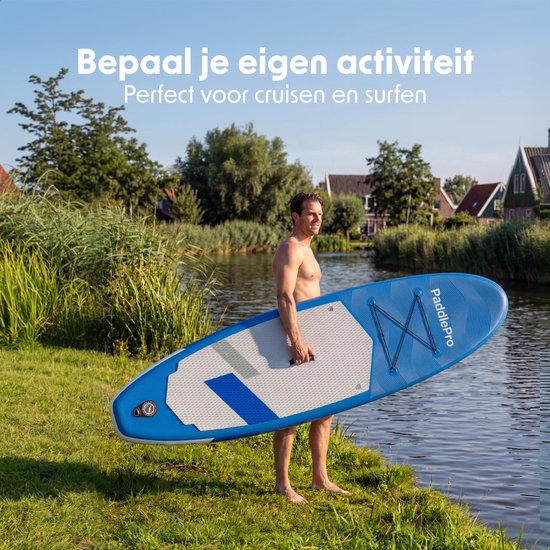 LifeGoods SUP Board All-round Compact - mit Sitz - 100 KG Tragfähigkeit - 300 x 76 cm - Aufblasbar - Komplettes SUP Paket - Blau