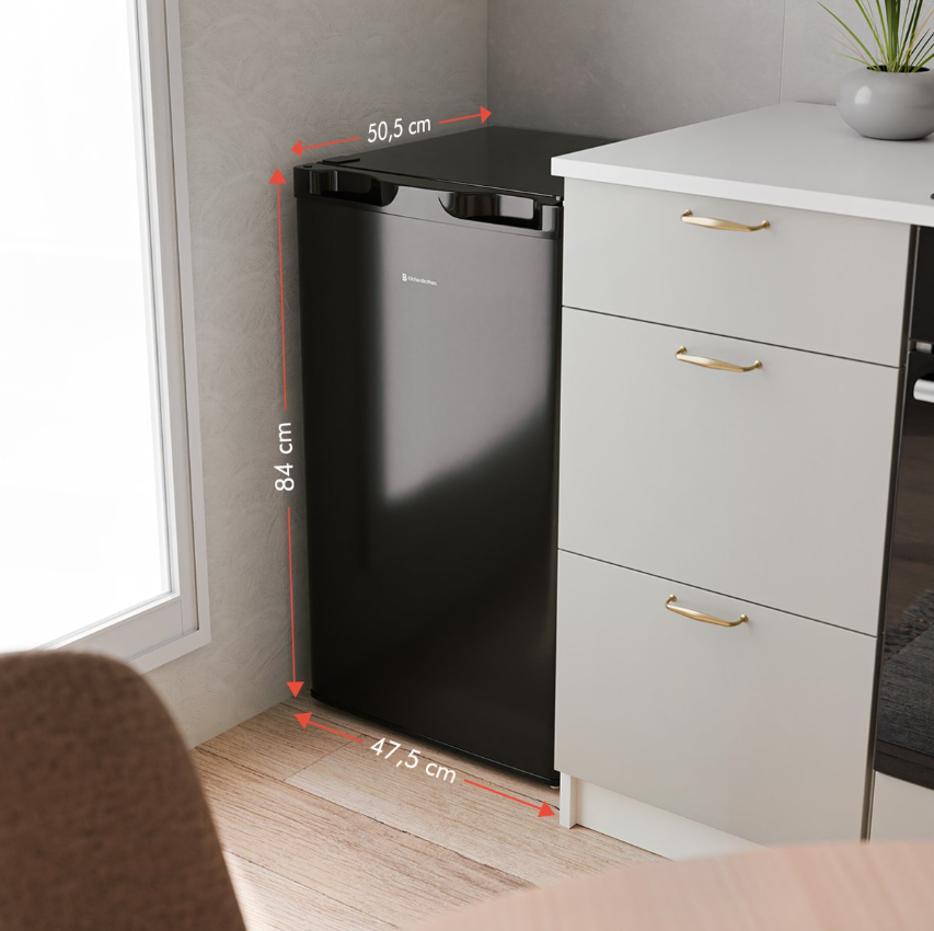 KitchenBrothers Gefrierschrank - 64L - Kompakte Tischplatte - 3 Gefrierschubladen - Gefrierschrank - Freistehend - Schwarz