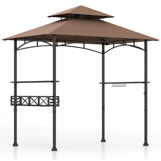 Coast 242 x 153 cm Brauner Grill-Gazebo mit 2 Beistelltischen und 10 Haken