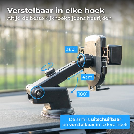 Nuvance Handyhalter für das Auto – Handyhalter – 360° – Saugnapf für Scheibe und Armaturenbrett – Handyhalter