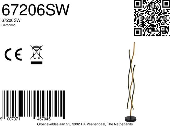 Globo Stehleuchte Geronimo - schwarz - Metall - 20 cm - eingebautes LED-Modul - 67206SW