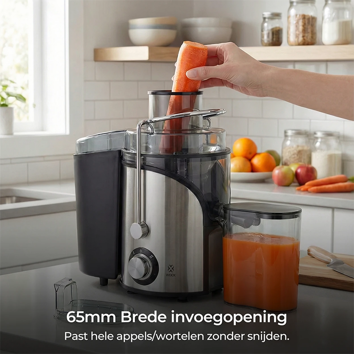WOOX Entsafter – 600 W – Breite Einfüllöffnung – Schwarz
