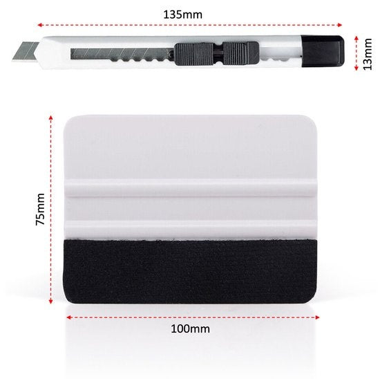 HomewellÂ¬Ã† Rakel mit Filz und Folienmesser - Gummirakel (Werkzeugset für Fensterfolien, Autofolien, Klebefolien, Küchenverpackungen) 10x7,5cm
