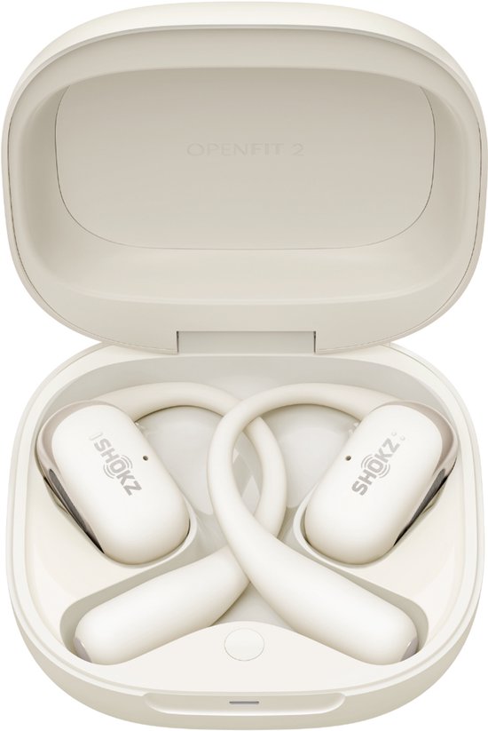 Shokz OpenFit 2 Open-Ear-Sportkopfhörer – Kabellose Ohrhörer – Beige