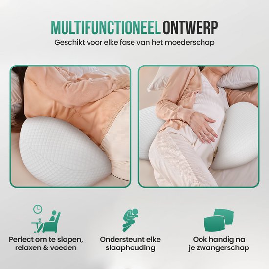 Avalo Schwangerschaftskissen W-Shape - Memory Foam - Seitenschläferkissen Erwachsene - Verstellbarer Keil - Bauch-, Rücken- & Beinunterstützung - Stillkissen - Körperkissen - Waschbarer Bezug