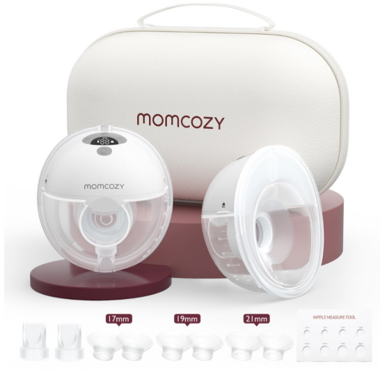 Momcozy M5 Handsfree-Milchpumpe, 2er-Set – Weiß/Grau – Elektrisch, 3 Modi, 9 Saugstufen