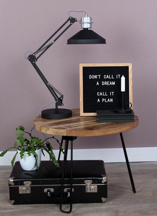 Anne Lighting Zappa – Tischlampe im Industrial-Stil – Schwarz – H: 80 cm – Ø: 18 cm – E27 – Für den Innenbereich – Metall – Tischlampen – Schreibtischlampe – Schreibtischlampen – Schlafzimmer – Wohnzimmer – Esszimmer