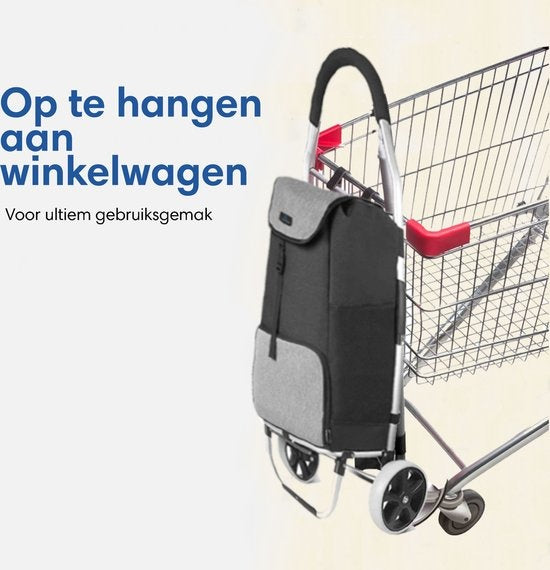 Safe Life - Einkaufswagen - mit gekühltem Fach - 45L - Schwarz/Grau