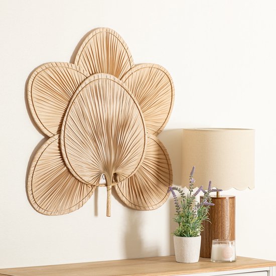 Atmosphera Selma Wanddekoration Palmblatt 70 x 4 x 70 cm – Naturfarben