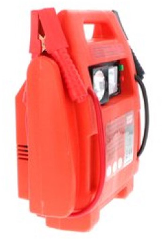 Carpoint Starthilfe – 12 Volt – mit Luftkompressor – Spitzenleistung 400 A – Aufladen mit 230-Volt- oder 12-Volt-Adapter