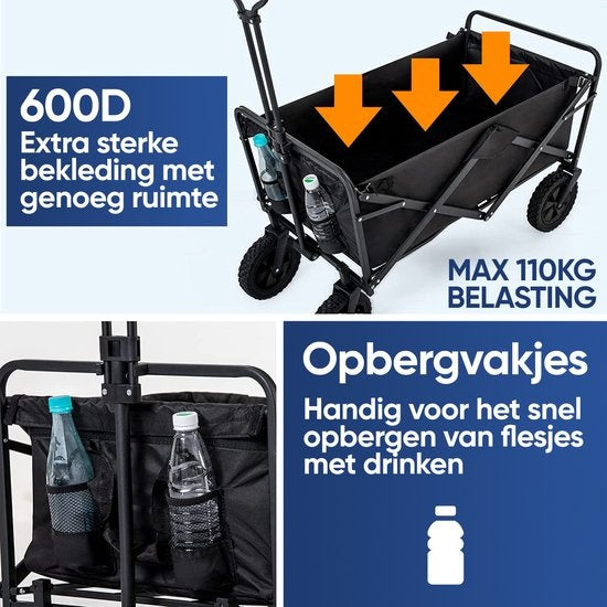 Avalo Bolderkar XL - faltbar - bis zu 110KG - 91x51x59 CM - 120L - 360Ã Â¬âˆÂ¬Â¢Ã Â¬âˆâ‰ˆÂ° Räder - Schwarz